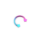 Rainbow Star Shaped Titanium Horseshoe Ring - Rainbow Star Shaped Titanium Horseshoe Ring - Purple-Blue Gradient / 6mm by CRUXJEWELRY