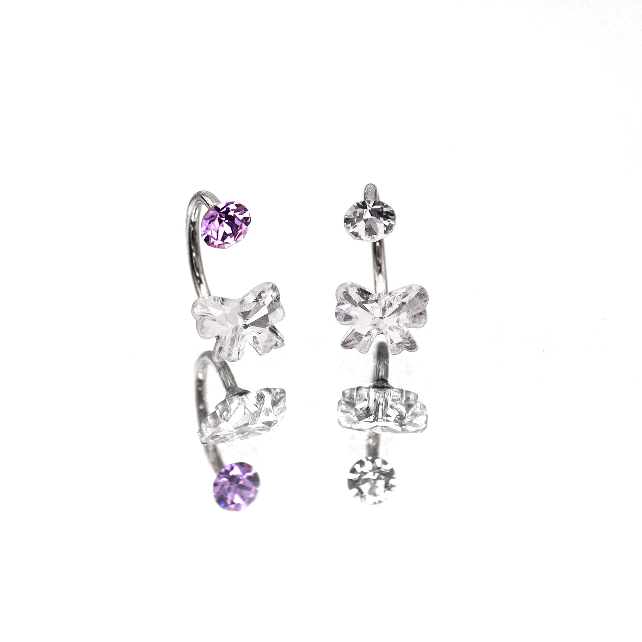 Butterfly CZ Internally Threaded Titanium Horseshoe Ring - Butterfly CZ Internally Threaded Titanium Horseshoe Ring - Purple by CRUXJEWELRY