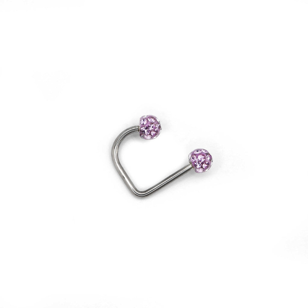 Full CZ Stainless Steel U-Ring - Full CZ Stainless Steel U-Ring - Purple / 8mm by CRUXJEWELRY