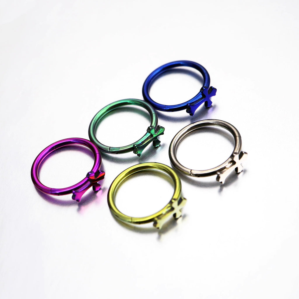 Cross Titanium Segment Nose Ring - Cross Titanium Segment Nose Ring - Sliver / 8mm by CRUXJEWELRY