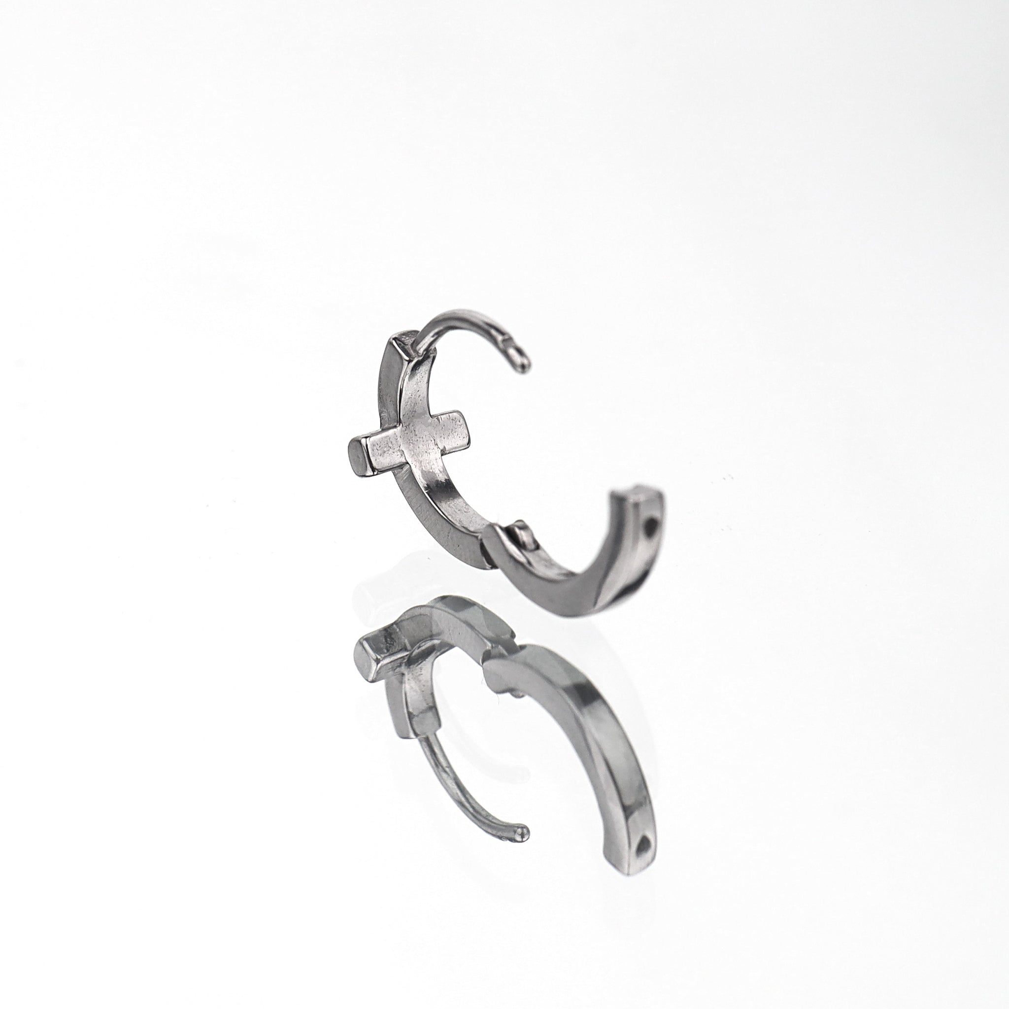 One-Piece Cross Stainless Steel Earrings - One-Piece Cross Stainless Steel Earrings - Single by CRUXJEWELRY
