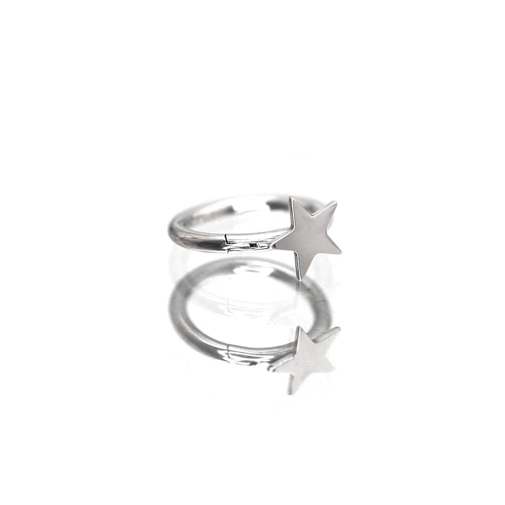 16G Pentagram stainless steel Clicker Hoop - 16G Pentagram stainless steel Clicker Hoop - 8 mm by CRUXJEWELRY