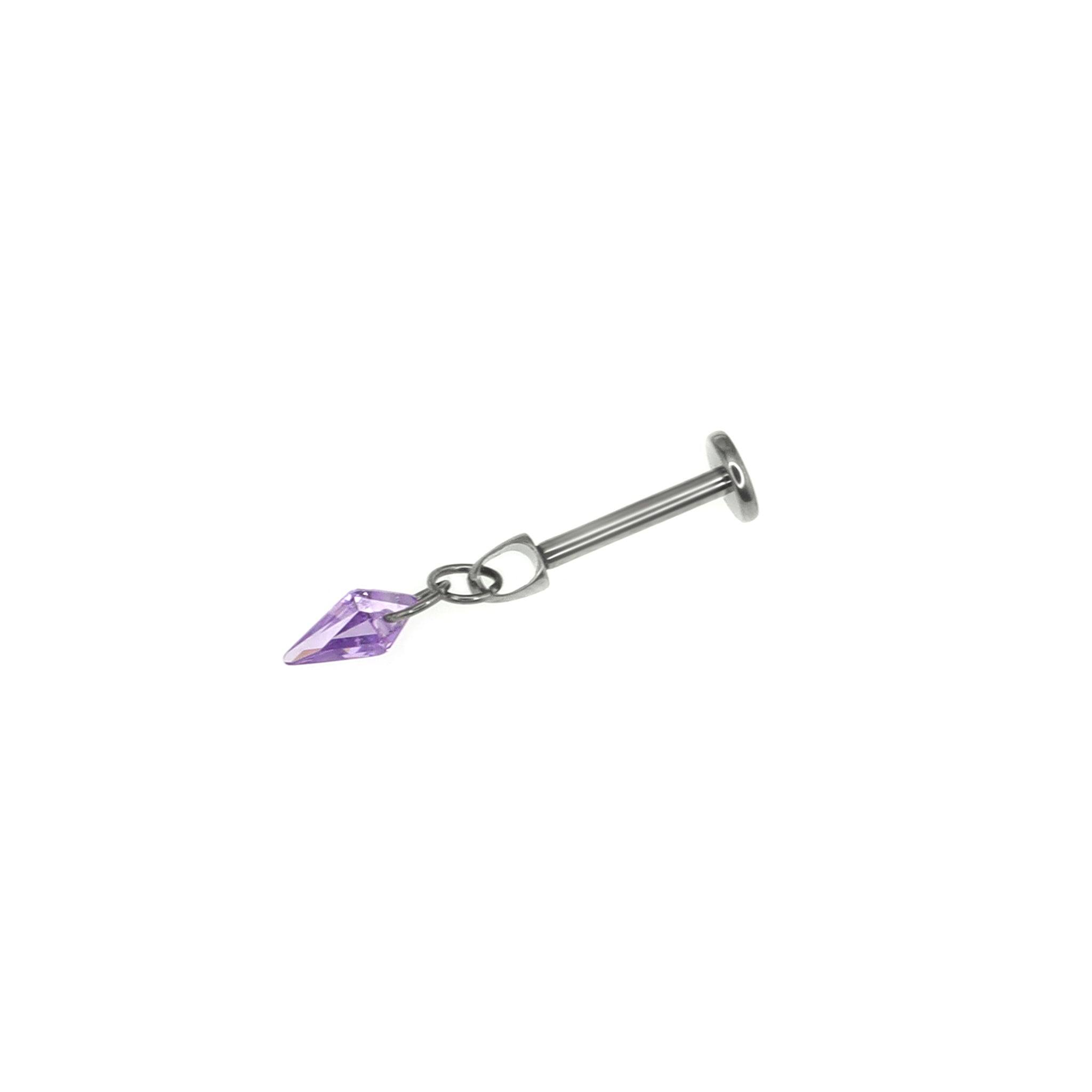 Rainbow Diamond CZ Pendant Internally Threaded Titanium Studs - Rainbow Diamond CZ Pendant Internally Threaded Titanium Studs - Purple / 6mm by CRUXJEWELRY