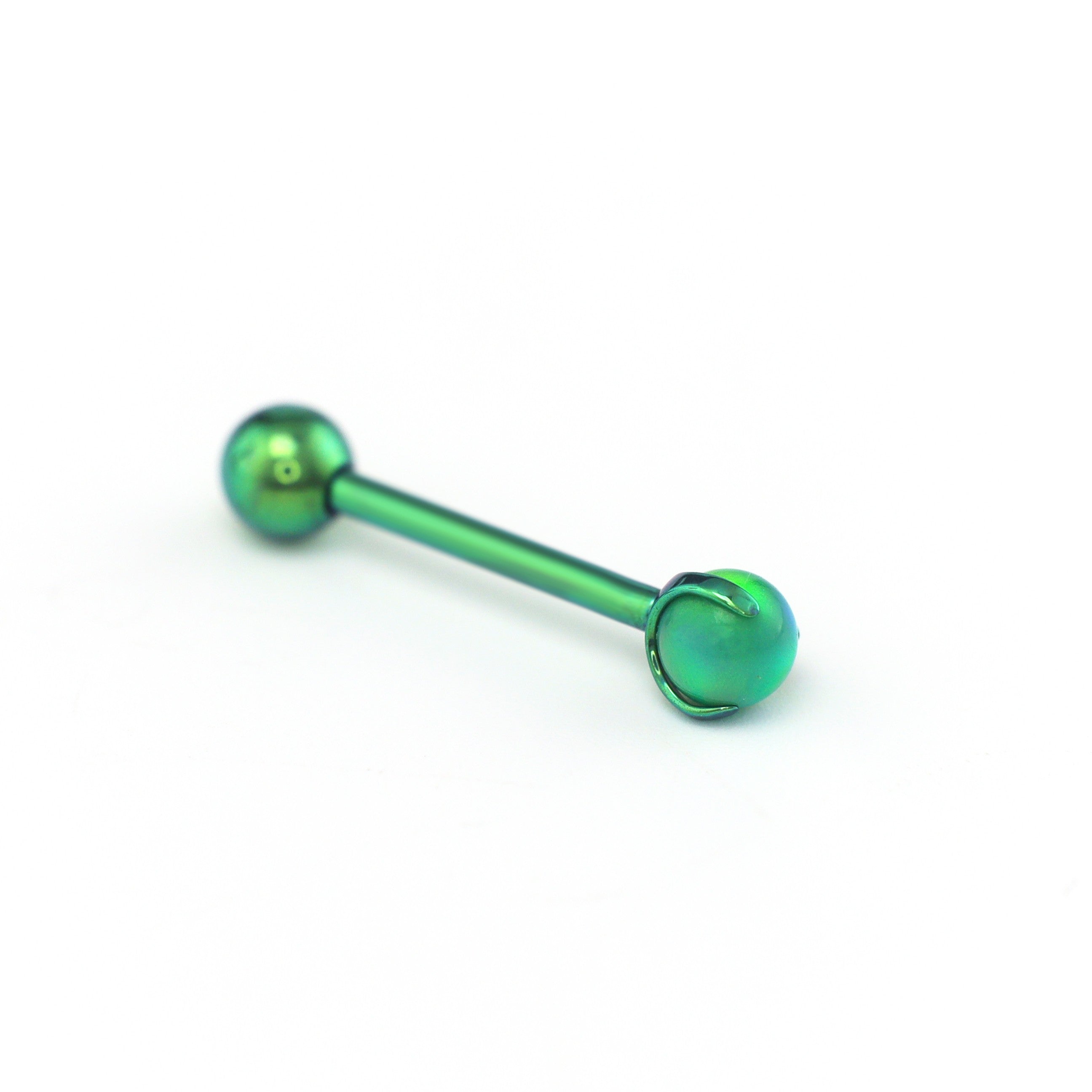 Claw Opal Internally Threaded Titanium Barbell Tongue Stud - Claw Opal Internally Threaded Titanium Barbell Tongue Stud - Light Green / 4mm by CRUXJEWELRY