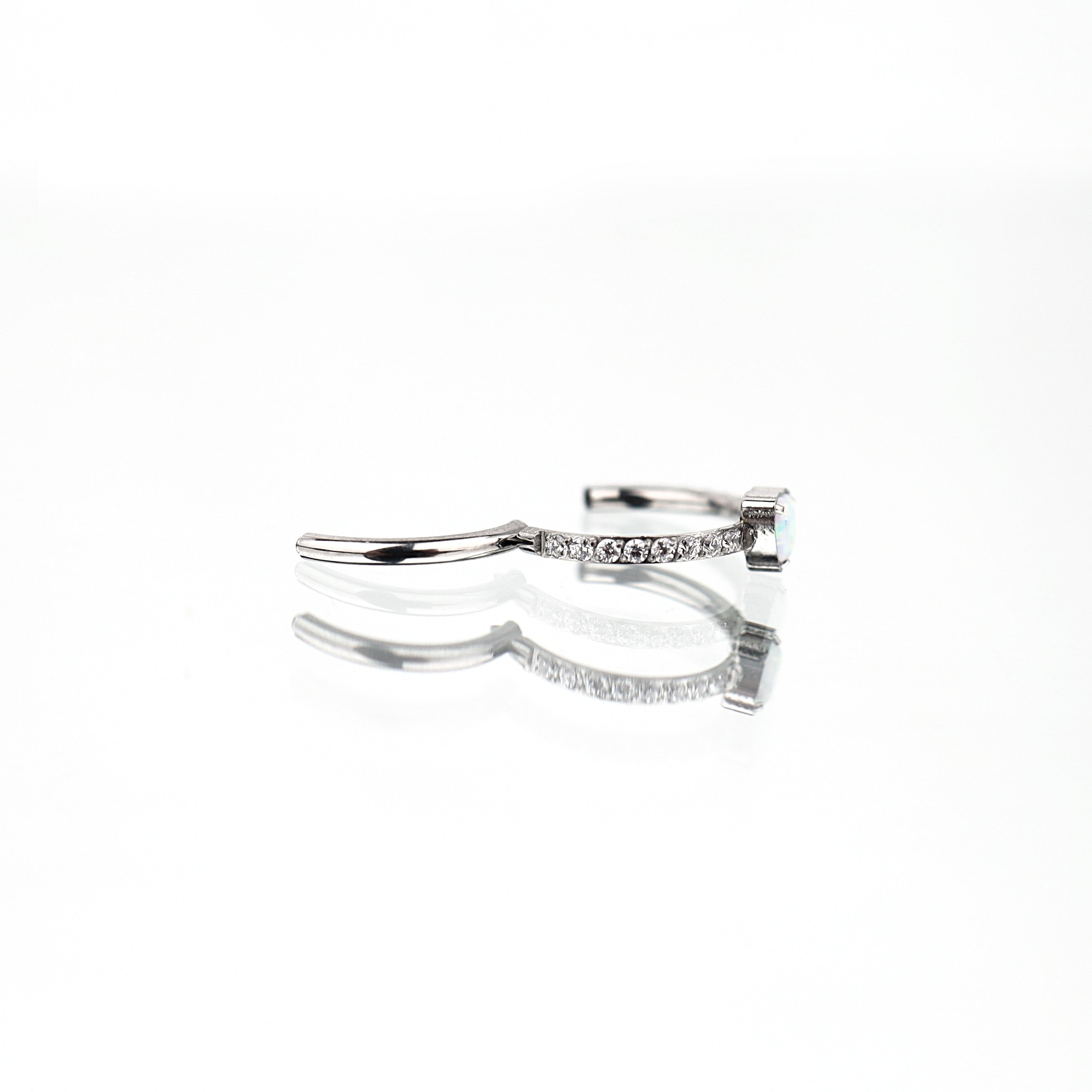 Heart Opal Titanium Clicker Hoop - Heart Opal Titanium Clicker Hoop - Default Title by CRUXJEWELRY
