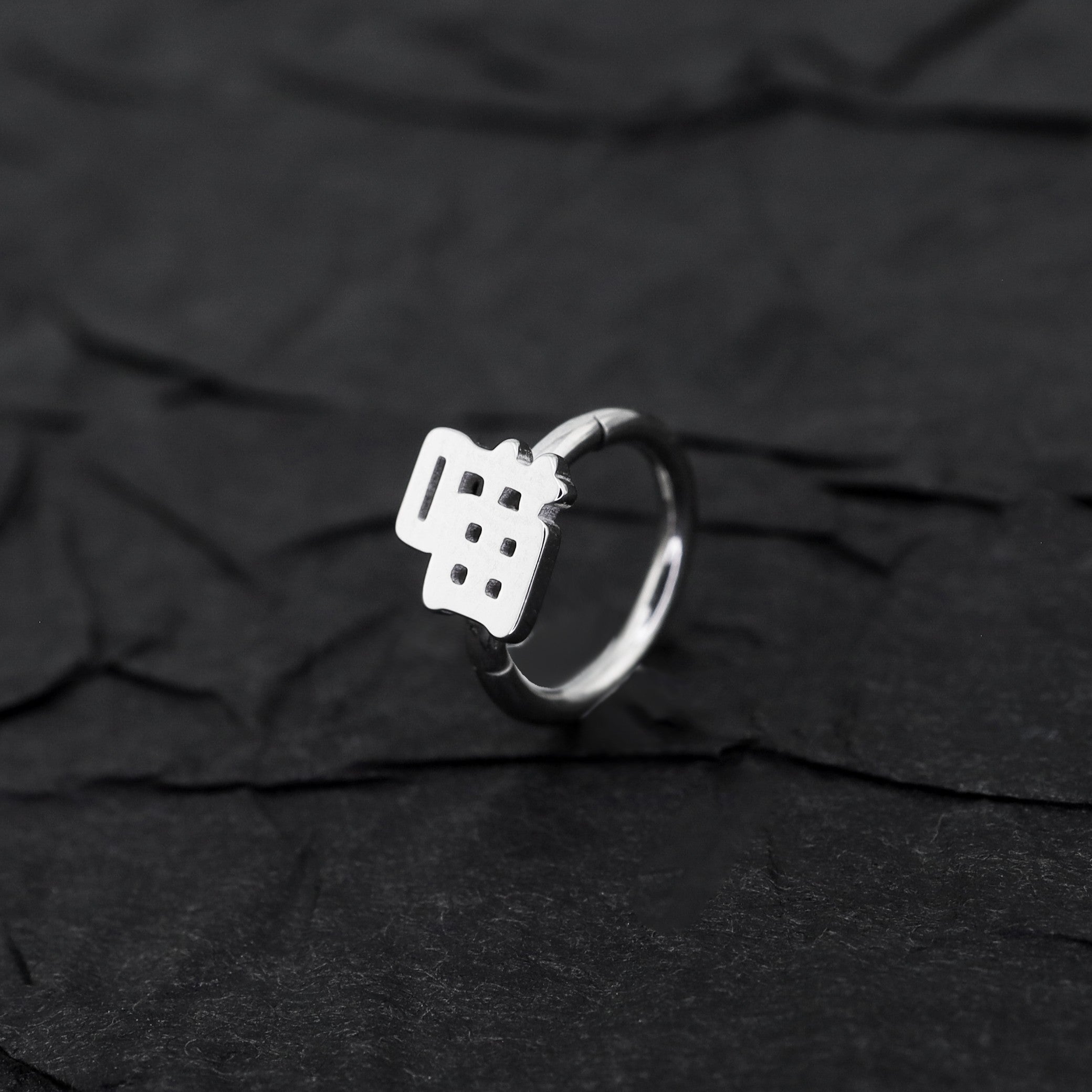 Kyoto Limited Series - Stainless Steel Segment Hoop - Kyoto Limited Series - Stainless Steel Segment Hoop - 喵 / 8mm by CRUXJEWELRY