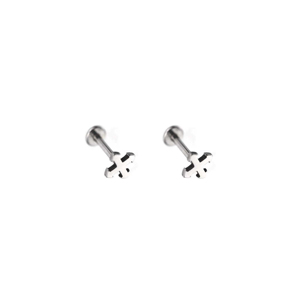 Gothic Cross Internally Threaded Stainless Steel Lip Ring - Gothic Cross Internally Threaded Stainless Steel Lip Ring - 6mm by CRUXJEWELRY