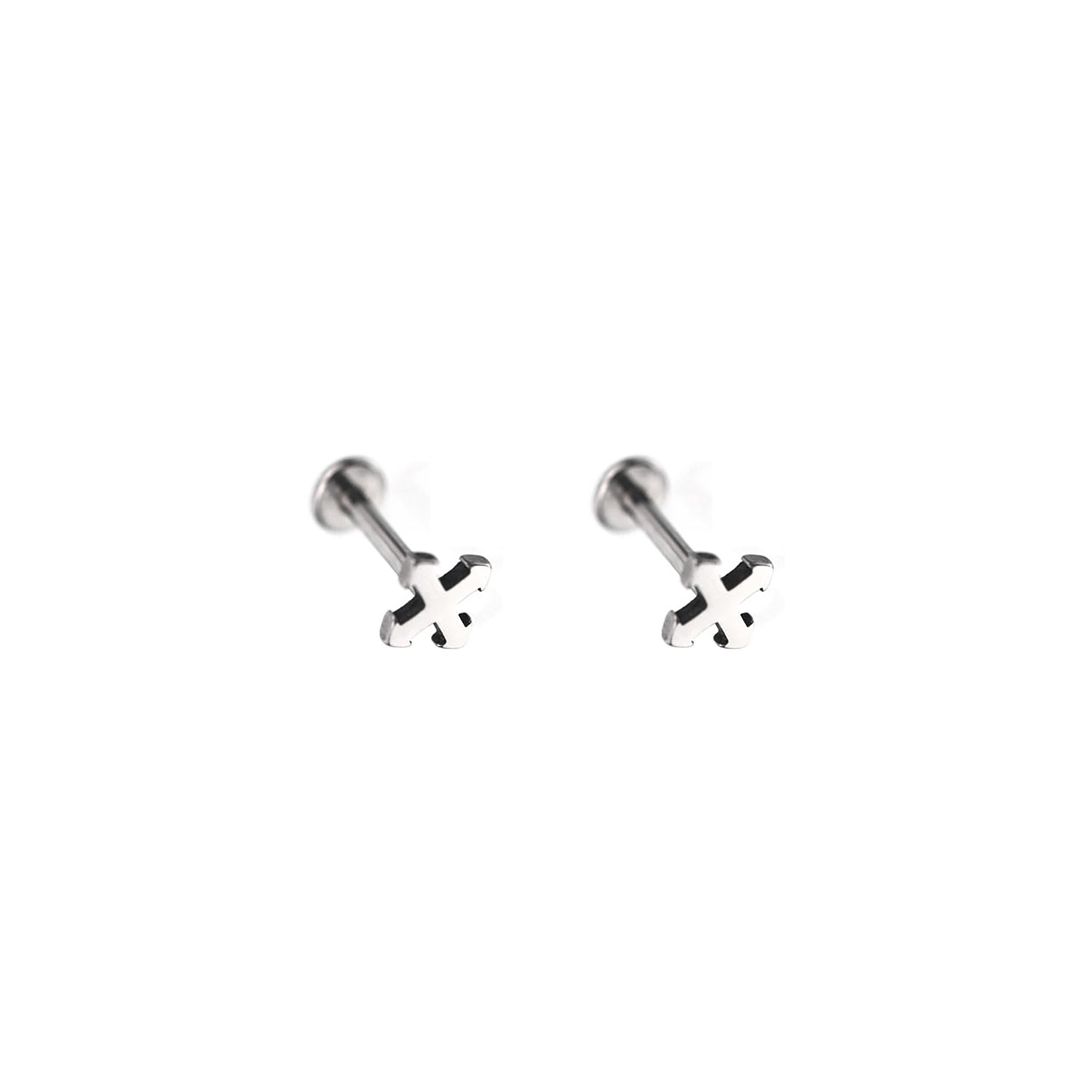 Gothic Cross Internally Threaded Stainless Steel Lip Ring - Gothic Cross Internally Threaded Stainless Steel Lip Ring - 6mm by CRUXJEWELRY