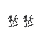 Exploding Firework Externally Threaded Stainless Steel Ear Studs - Exploding Firework Externally Threaded Stainless Steel Ear Studs - Pair of Black by CRUXJEWELRY