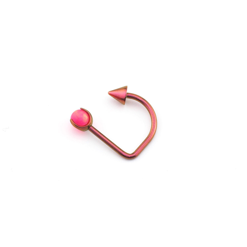 16G Opal Spike Titanium U-Ring - 16G Opal Spike Titanium U-Ring - Pink / 8mm by CRUXJEWELRY
