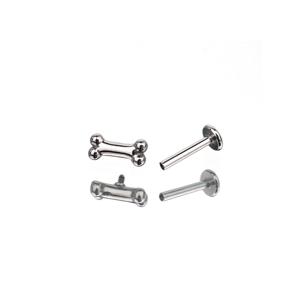 Cute Mini Bone Stainless Steel Internally Threaded Lip Ring - Cute Mini Bone Stainless Steel Internally Threaded Lip Ring - White / 6mm by CRUXJEWELRY