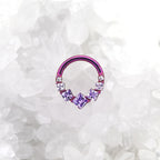 Square-Shaped Rainbow CZ Titanium Segment Hoop - Square-Shaped Rainbow CZ Titanium Segment Hoop - Purple by CRUXJEWELRY