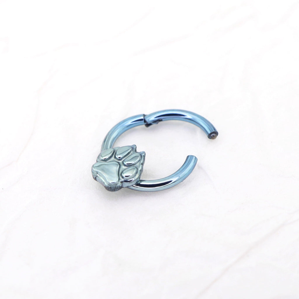 Cute Cat Paw Titanium Segment Hoop - Cute Cat Paw Titanium Segment Hoop - Sliver by CRUXJEWELRY