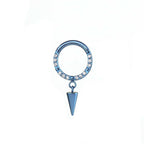 16G CZ Pendant Titanium Clicker - 16G CZ Pendant Titanium Clicker - Sky Blue by CRUXJEWELRY