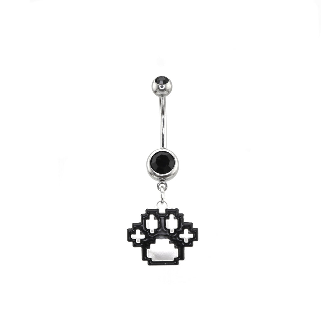 Paws & Purrs - Pixel Art Cat Paw Pendant Belly Ring - Paws & Purrs - Pixel Art Cat Paw Pendant Belly Ring - Default Title by CRUXJEWELRY