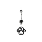 Paws & Purrs - Pixel Art Cat Paw Pendant Belly Ring - Paws & Purrs - Pixel Art Cat Paw Pendant Belly Ring - Default Title by CRUXJEWELRY