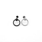 Black & White Ring Externally Threaded Stainless Steel Lip Ring - Black & White Ring Externally Threaded Stainless Steel Lip Ring - Sliver / 6mm by CRUXJEWELRY