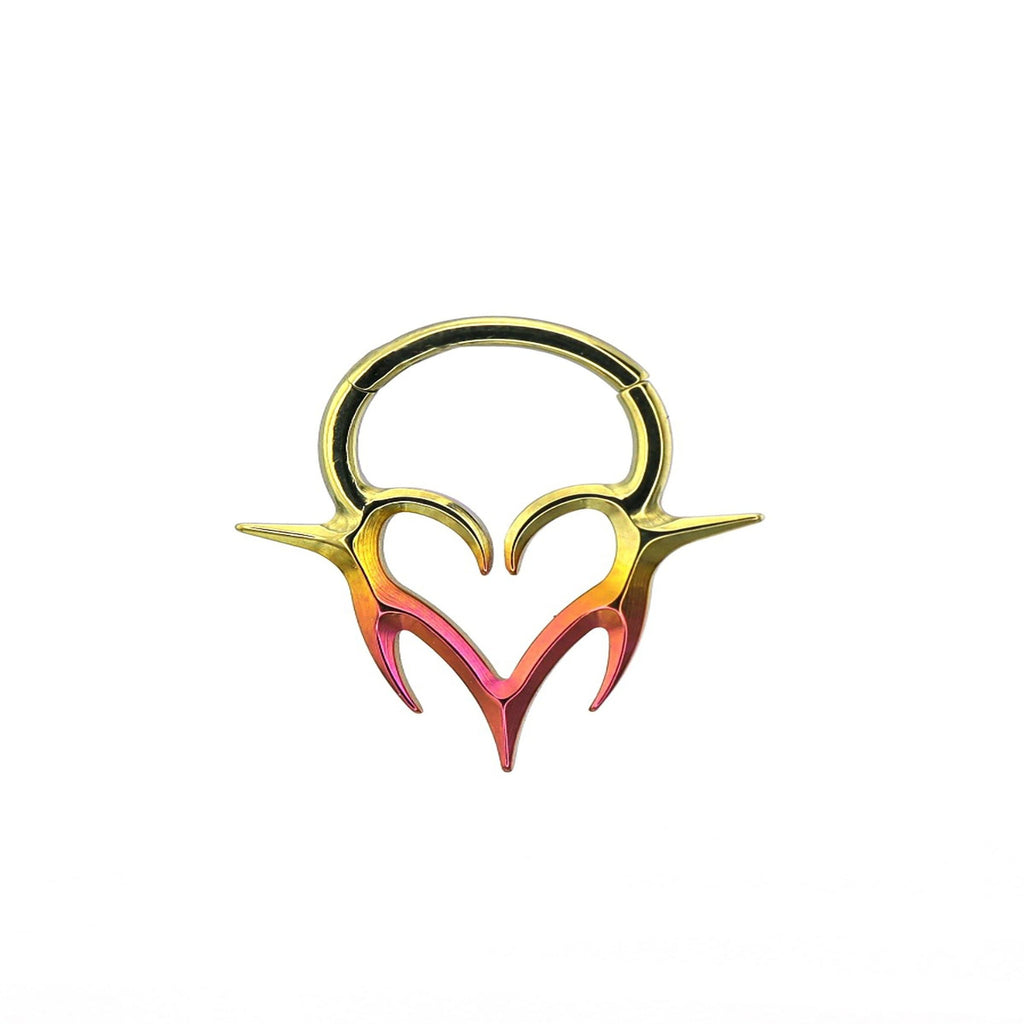Colorful Heart-shaped Flame Segment Hoop - Colorful Heart-shaped Flame Segment Hoop - Pink-Yellow Gradient / 8 mm by CRUXJEWELRY