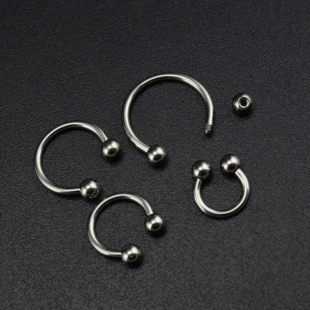 Classic Externally Threaded Titanium Horseshoe ring - Classic Externally Threaded Titanium Horseshoe ring - Deep Blue / 3 mm by CRUXJEWELRY