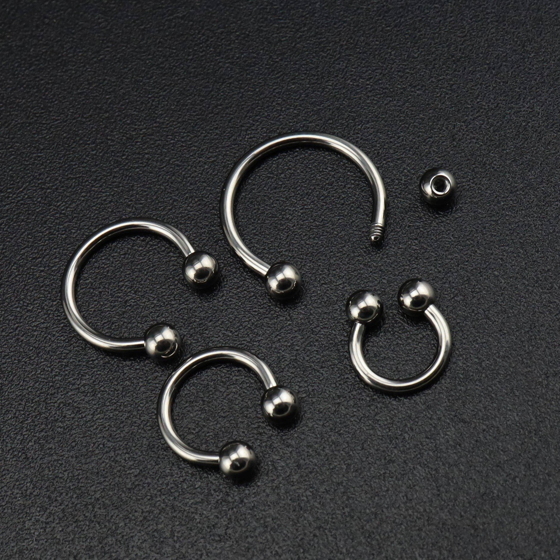 Classic Externally Threaded Titanium Horseshoe ring - Classic Externally Threaded Titanium Horseshoe ring - Deep Blue / 3 mm by CRUXJEWELRY