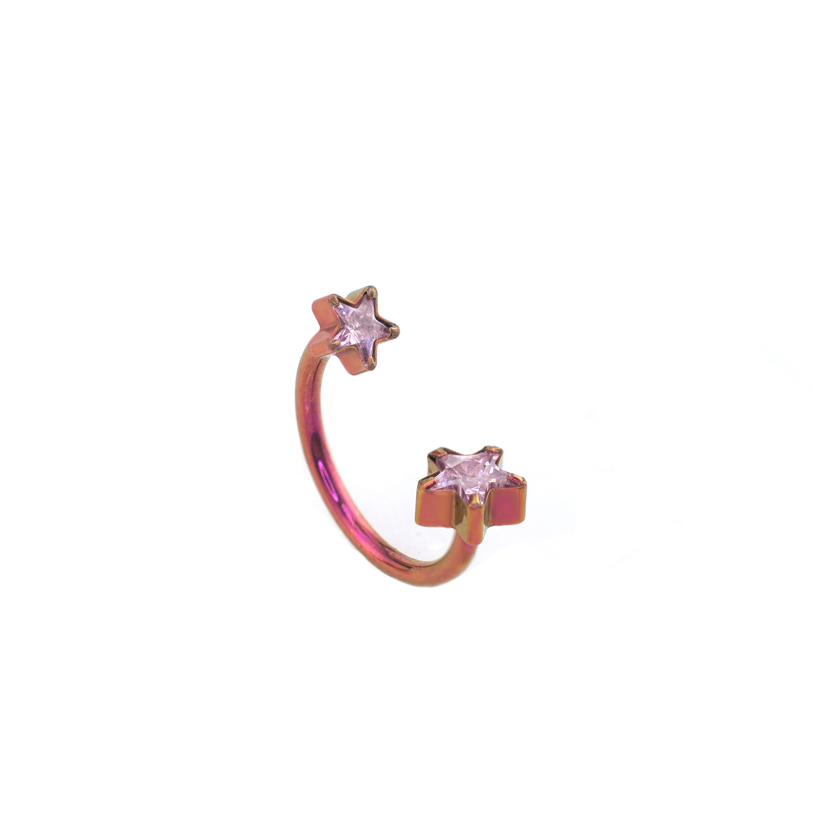 Double Pentagram CZ Titanium Horseshoe Ring - Double Pentagram CZ Titanium Horseshoe Ring - pink-1 / 8mm by CRUXJEWELRY