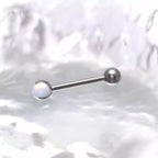 Pastel CZ Titanium barbell Tongue stud - Pastel CZ Titanium barbell Tongue stud - Moonlight White / 10mm by CRUXJEWELRY