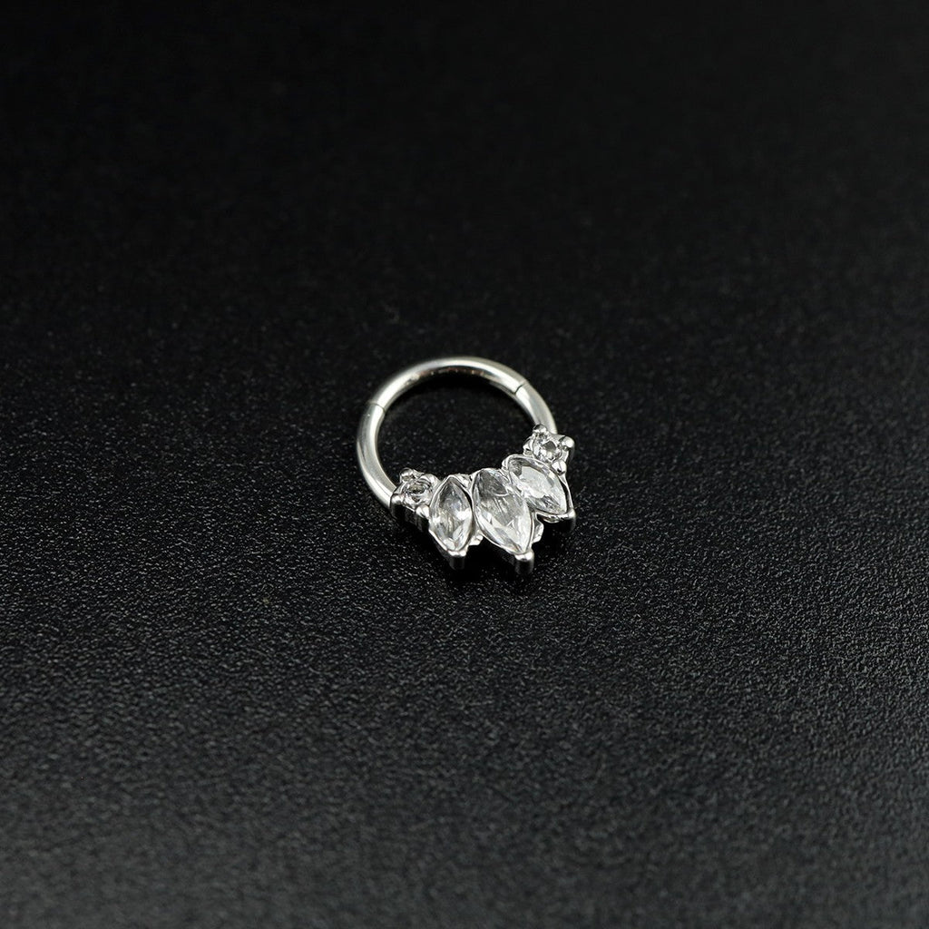 Round CZ Segment Septum Ring - Round CZ Segment Septum Ring - White by CRUXJEWELRY