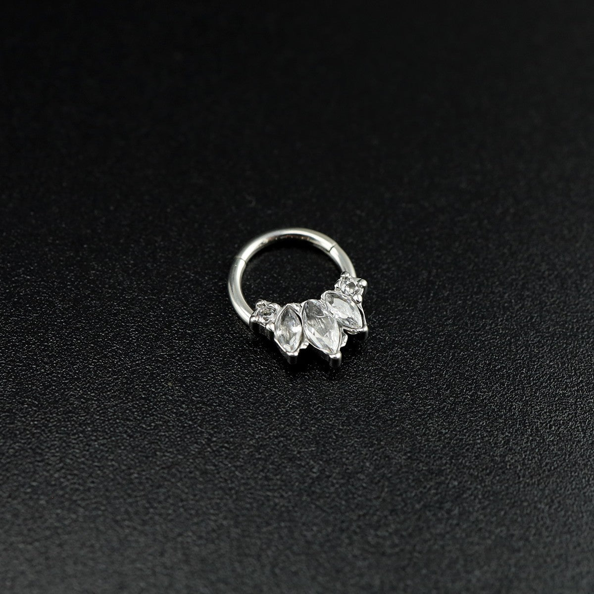 Round CZ Segment Septum Ring - Round CZ Segment Septum Ring - White by CRUXJEWELRY