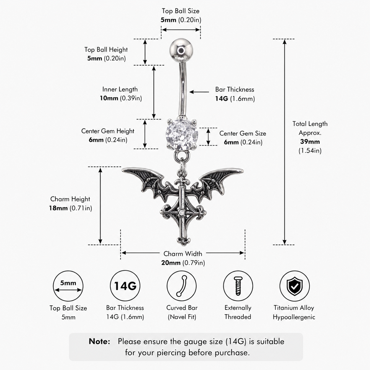 Bat Wing Dangle Belly Ring
