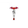 Red CZ Bat & Skull Dangle white-gold-plated copper Ear Studs - Red CZ Bat & Skull Dangle white-gold-plated copper Ear Studs - Single by CRUXJEWELRY