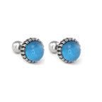 Gray & Blue CZ Externally Threaded Stainless Steel Ear Studs - Gray & Blue CZ Externally Threaded Stainless Steel Ear Studs - Pair of Blue by CRUXJEWELRY