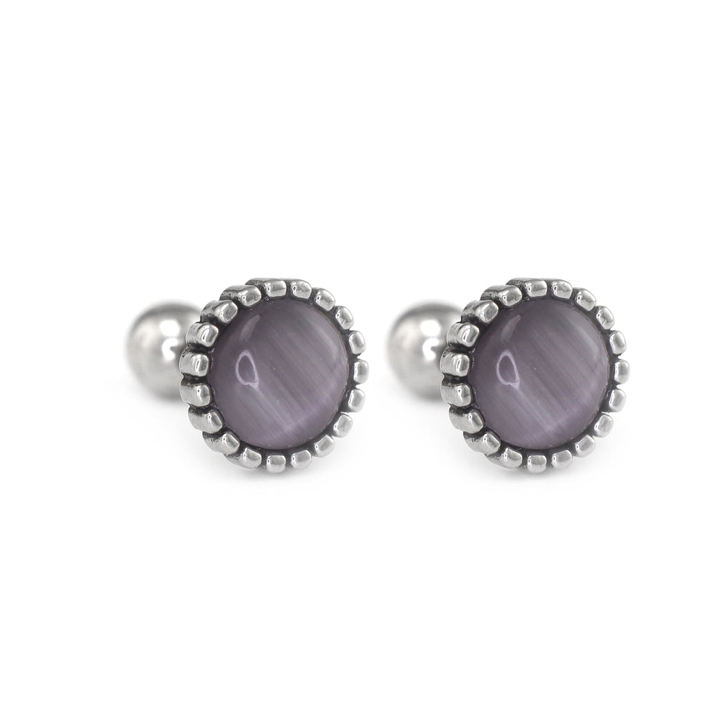 Gray & Blue CZ Externally Threaded Stainless Steel Ear Studs - Gray & Blue CZ Externally Threaded Stainless Steel Ear Studs - Blue by CRUXJEWELRY