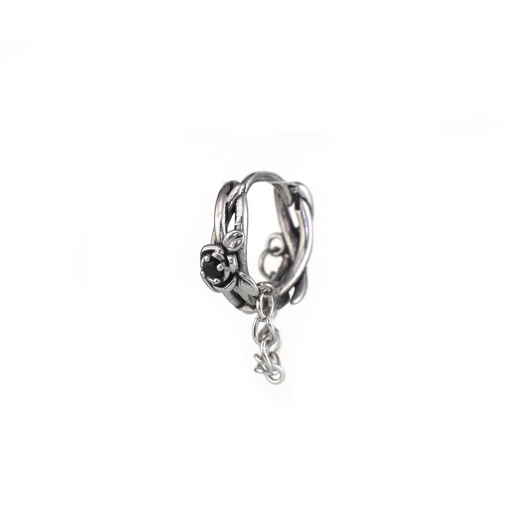 Rose Vine Drop Chain Stainless Steel Earrings - Rose Vine Drop Chain Stainless Steel Earrings - Single by CRUXJEWELRY