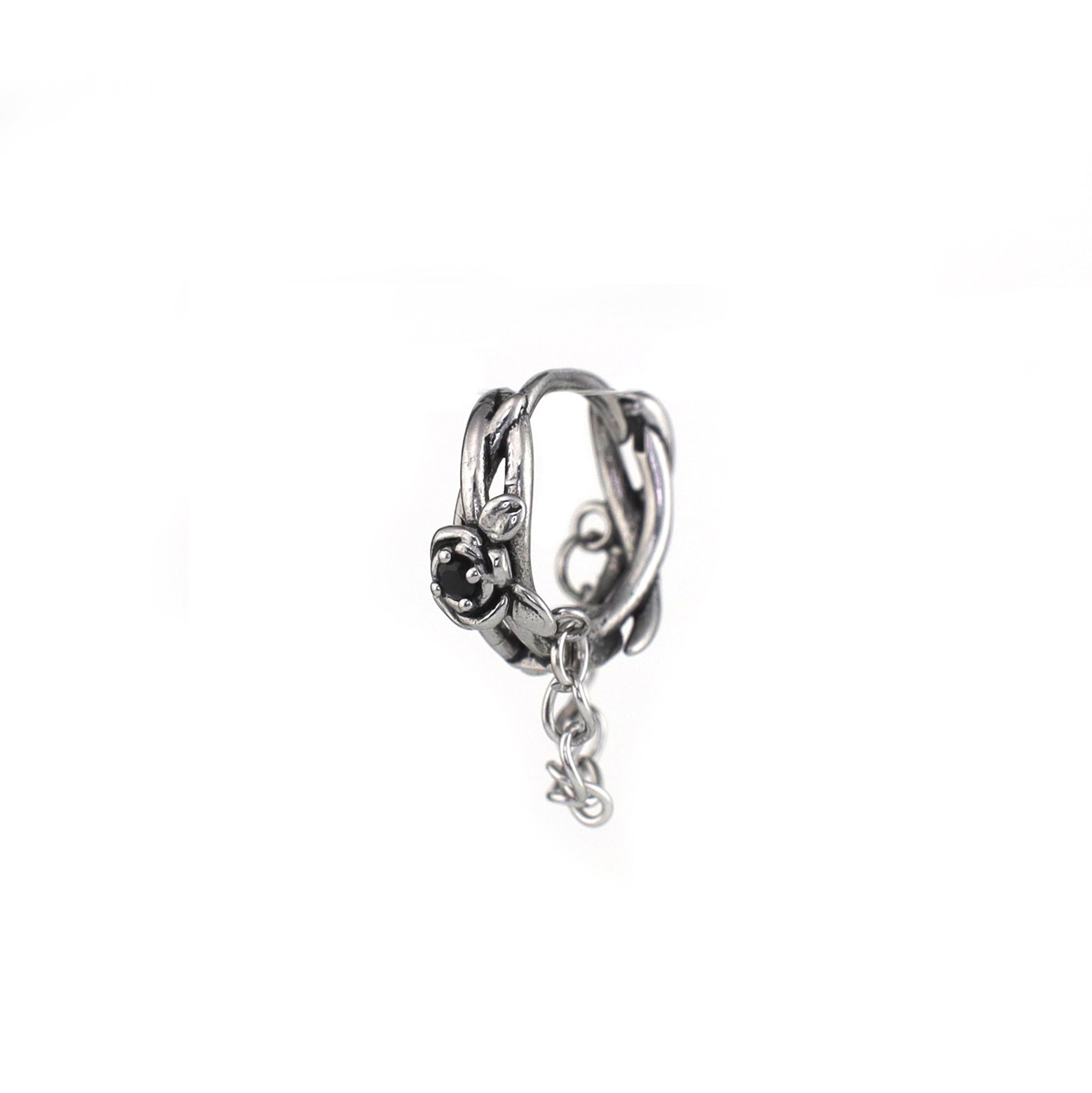 Rose Vine Drop Chain Stainless Steel Earrings - Rose Vine Drop Chain Stainless Steel Earrings - Single by CRUXJEWELRY