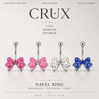 Anneau de nombril papillon en cristal et acier inoxydable 