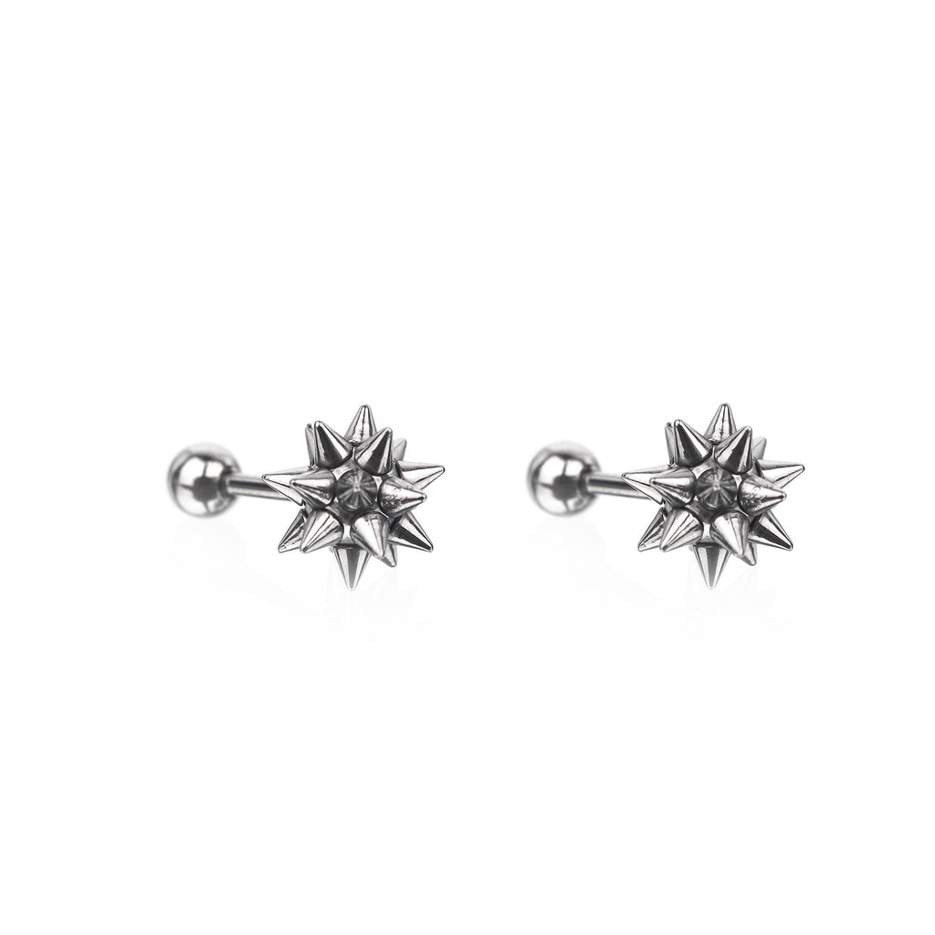 Meteor Hammer Externally Threaded Stainless Steel Ear Studs - Meteor Hammer Externally Threaded Stainless Steel Ear Studs - Set by CRUXJEWELRY