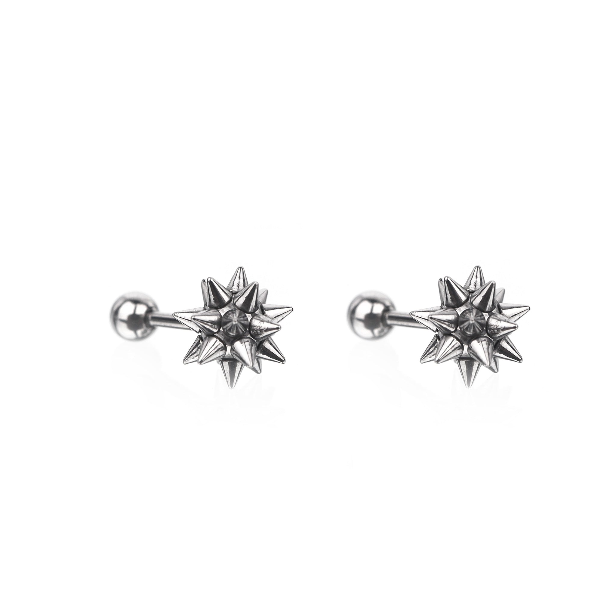 Meteor Hammer Externally Threaded Stainless Steel Ear Studs - Meteor Hammer Externally Threaded Stainless Steel Ear Studs - Set by CRUXJEWELRY
