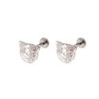 High-Shine CZ Cat Head Internally Threaded Titanium Studs - High-Shine CZ Cat Head Internally Threaded Titanium Studs - Set / White / 6mm by CRUXJEWELRY