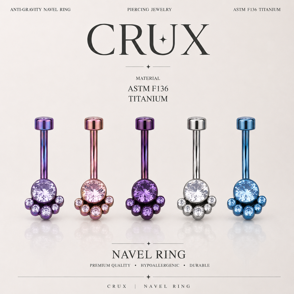Rainbow CZ Cat Paw Titanium Navel Ring