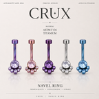 Rainbow CZ Cat Paw Titanium Navel Ring