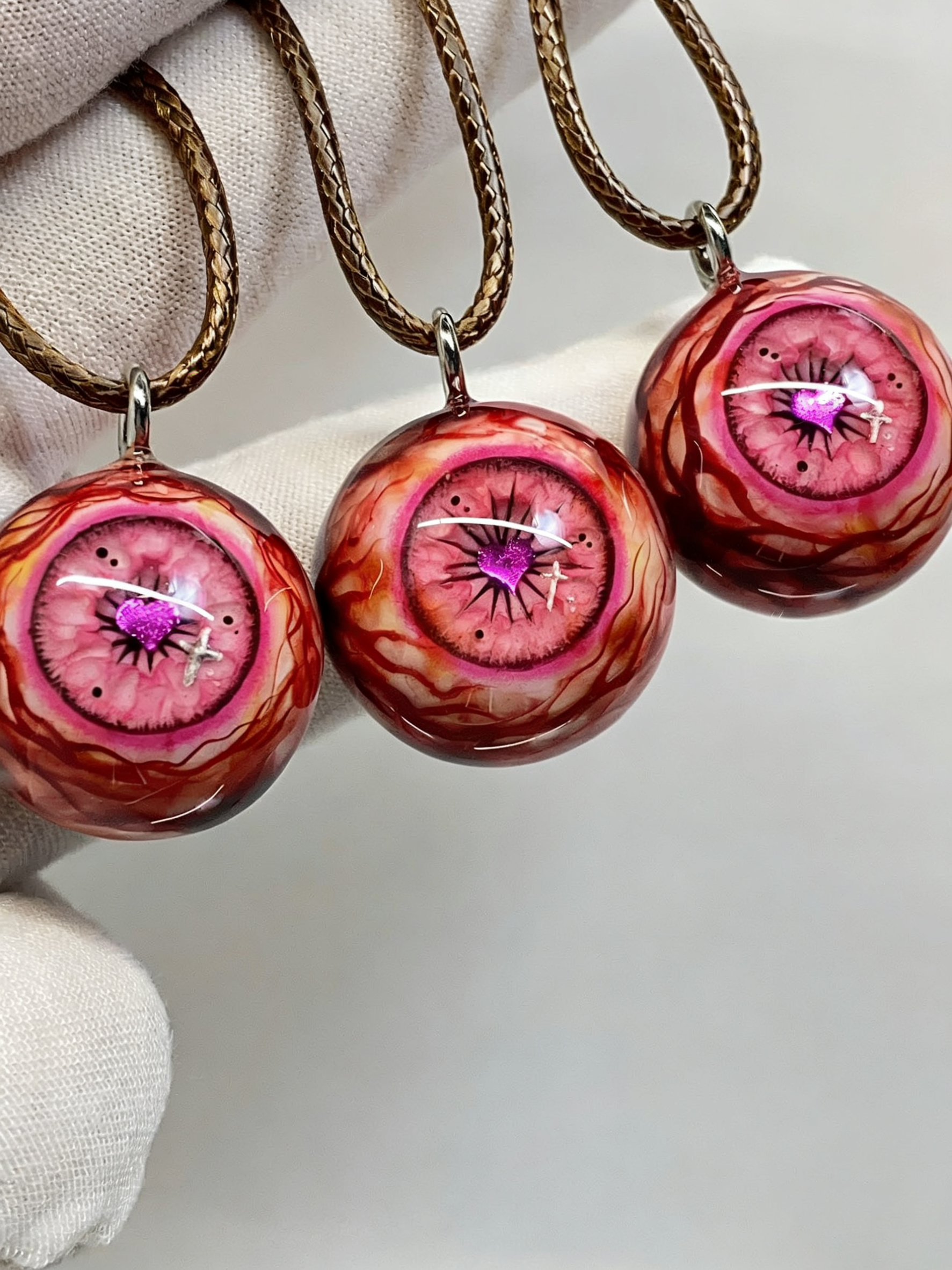Crimson Pact Glitter Eye Necklace | Handcrafted Dark Fantasy Gothic Accessory（1PCS）