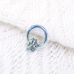 Cute Cat Paw Titanium Segment Hoop - Cute Cat Paw Titanium Segment Hoop - Blue by CRUXJEWELRY