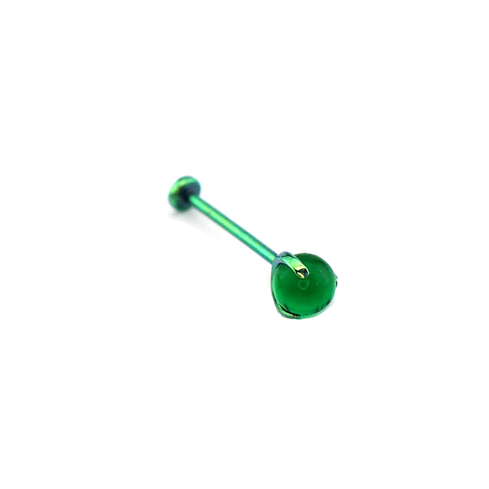 Prong-Set CZ Ball Threadless Titanium Nose Stud - Prong-Set CZ Ball Threadless Titanium Nose Stud - Green / 4mm / 6mm by CRUXJEWELRY