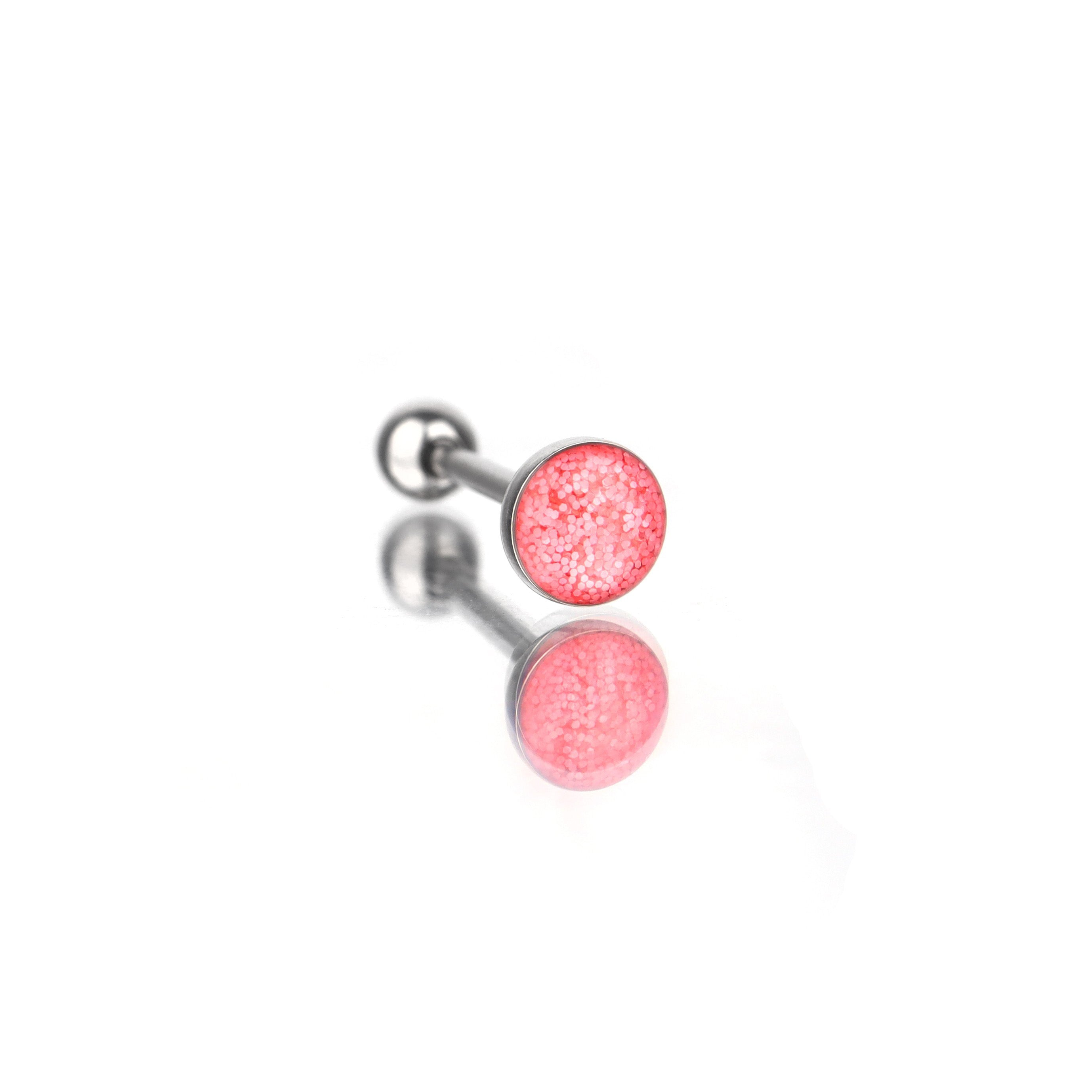 Slick glitter Resin Oil Tongue/Lip Stud - Slick glitter Resin Oil Tongue/Lip Stud - Pink by CRUXJEWELRY