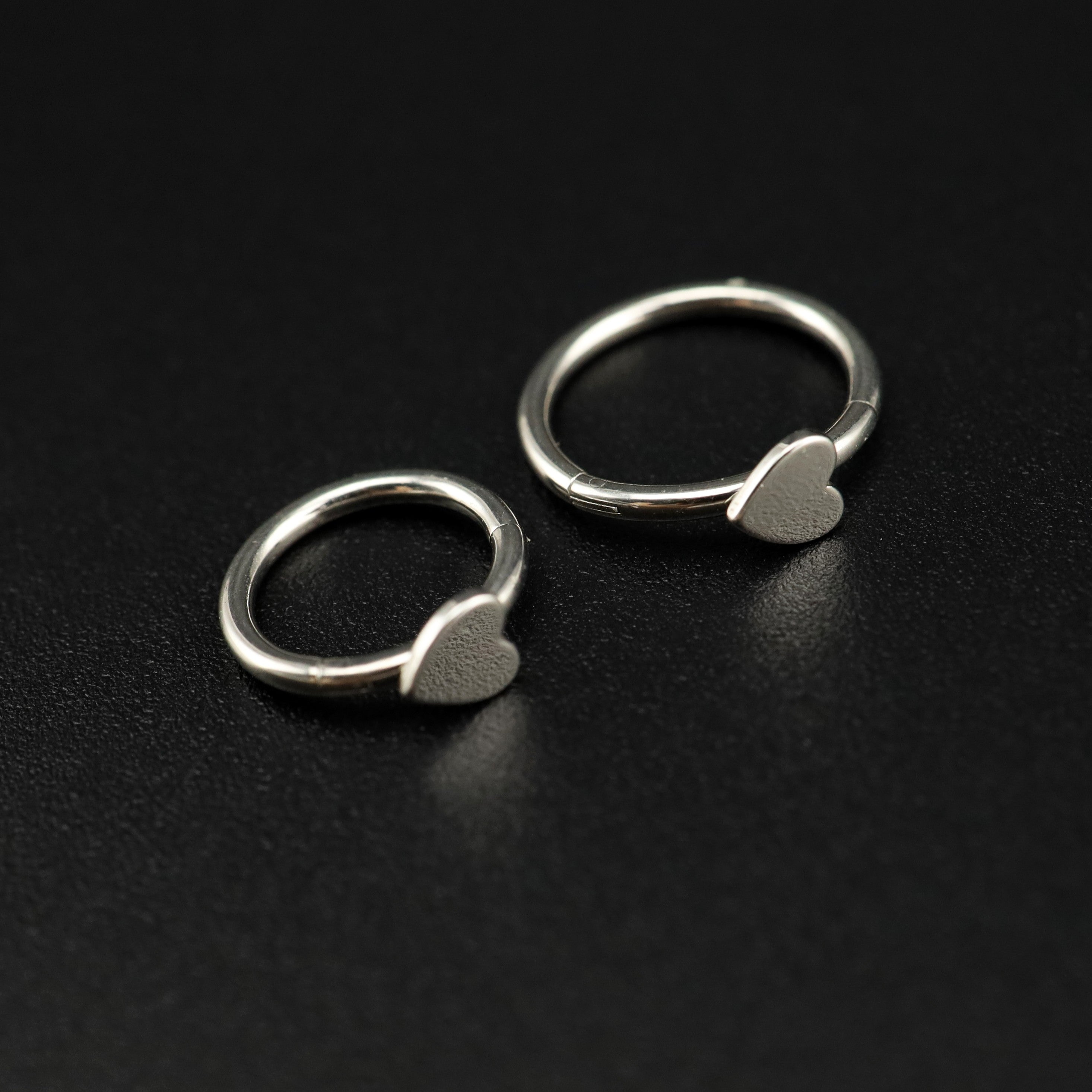 Basic Heart Sterling Silver Stainless Steel Segment Hoop - Basic Heart Sterling Silver Stainless Steel Segment Hoop - 6mm by CRUXJEWELRY