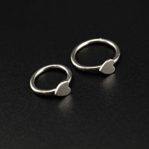Basic Heart Sterling Silver Stainless Steel Segment Hoop - product image 2
