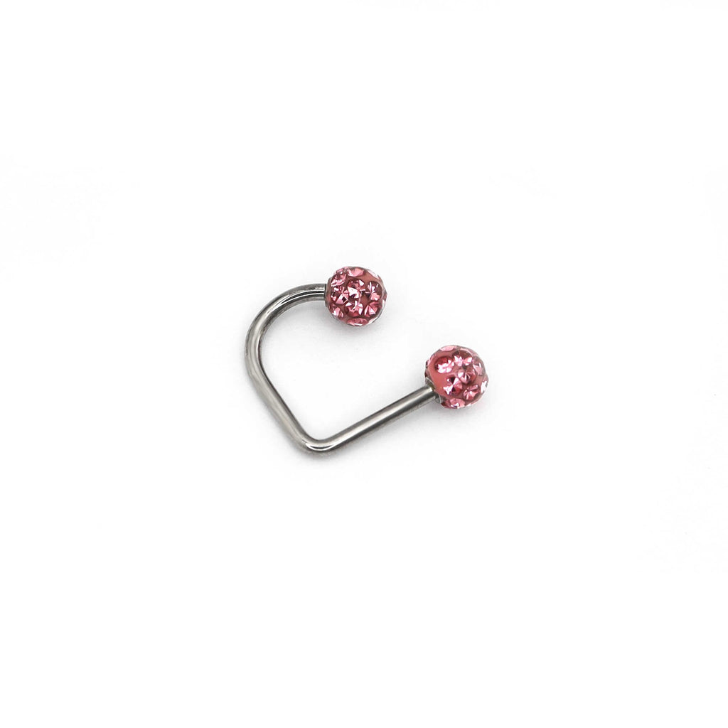 Full CZ Stainless Steel U-Ring - Full CZ Stainless Steel U-Ring - Deep Pink / 8mm by CRUXJEWELRY