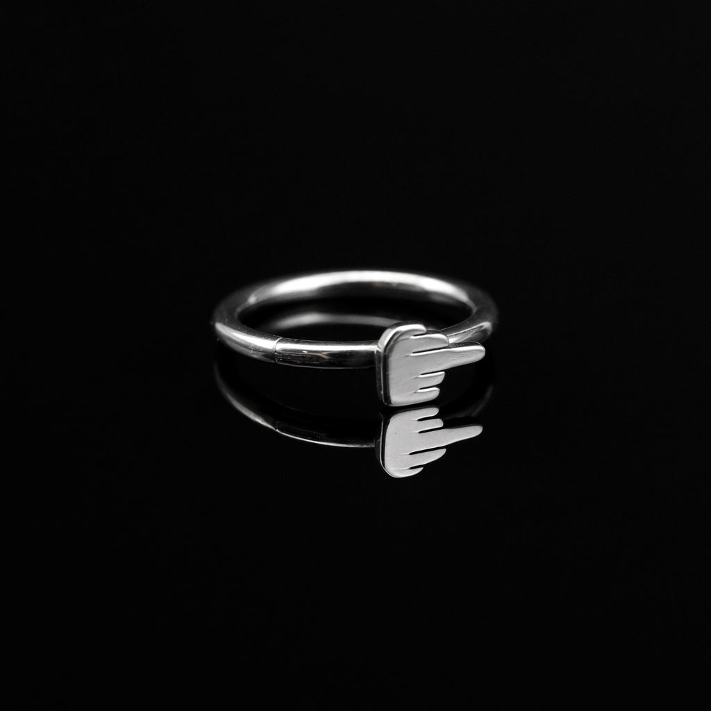 Middle Finger Stainless Steel Segment Hoop - Middle Finger Stainless Steel Segment Hoop - 8mm by CRUXJEWELRY