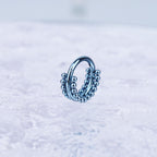 Double-Layer Ball Titanium Segment Hoop - Double-Layer Ball Titanium Segment Hoop - Light Blue by CRUXJEWELRY