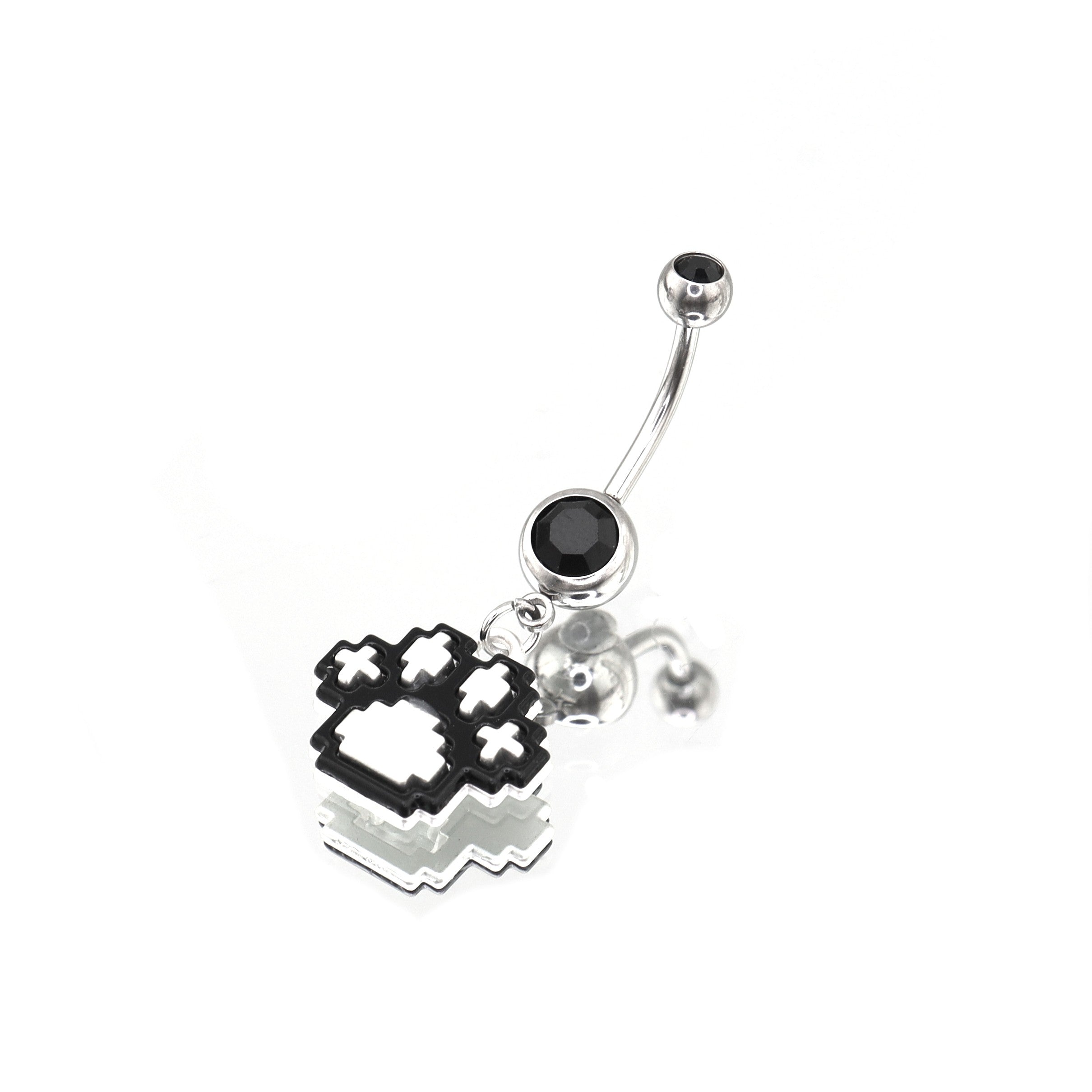 Paws & Purrs - Pixel Art Cat Paw Pendant Belly Ring - Paws & Purrs - Pixel Art Cat Paw Pendant Belly Ring - Default Title by CRUXJEWELRY